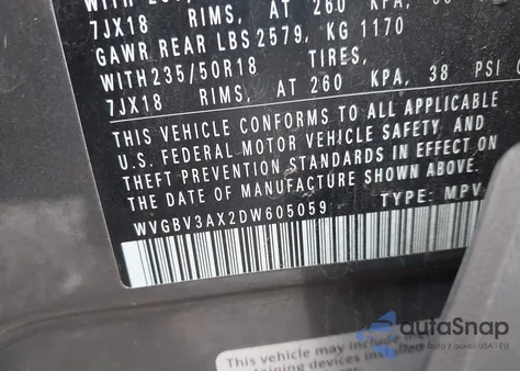 2013 Volkswagen Tiguan Se из США, поврежденный, VIN WVGBV3AX2DW605059